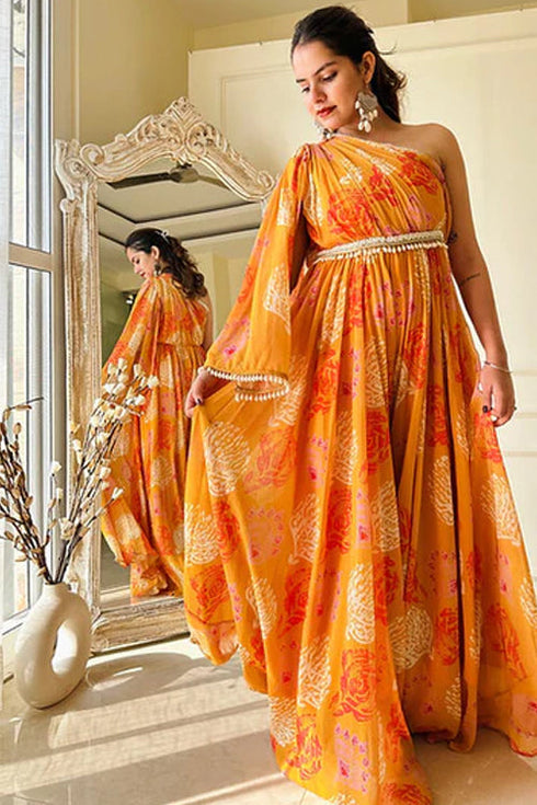 Mahira Yellow Fusion Flared Jumpsuit